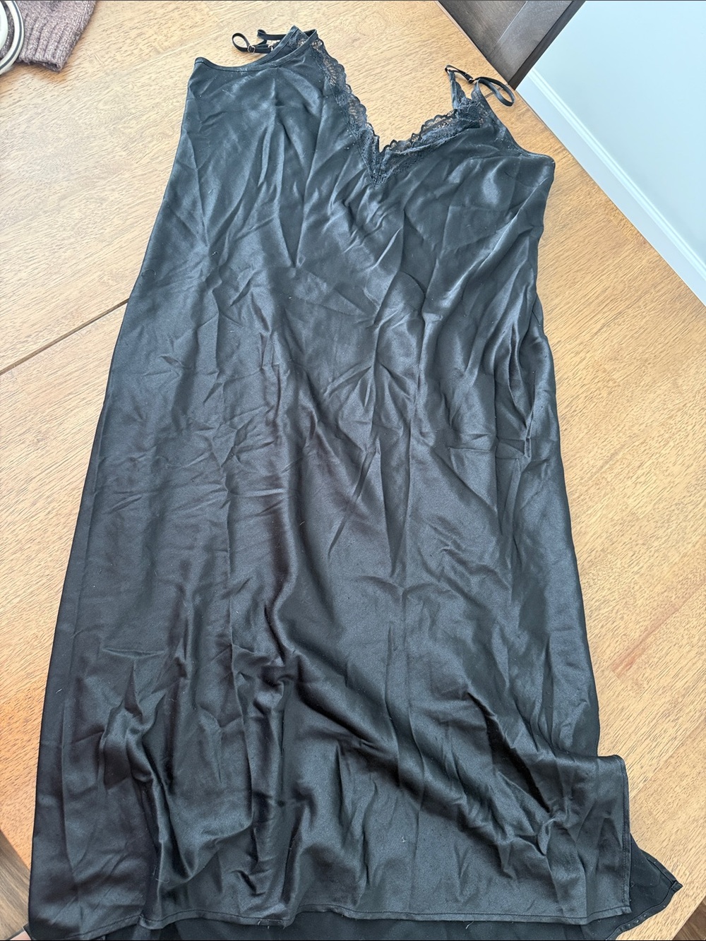 INC International Concepts Black Lace-Trim Slip Chemise